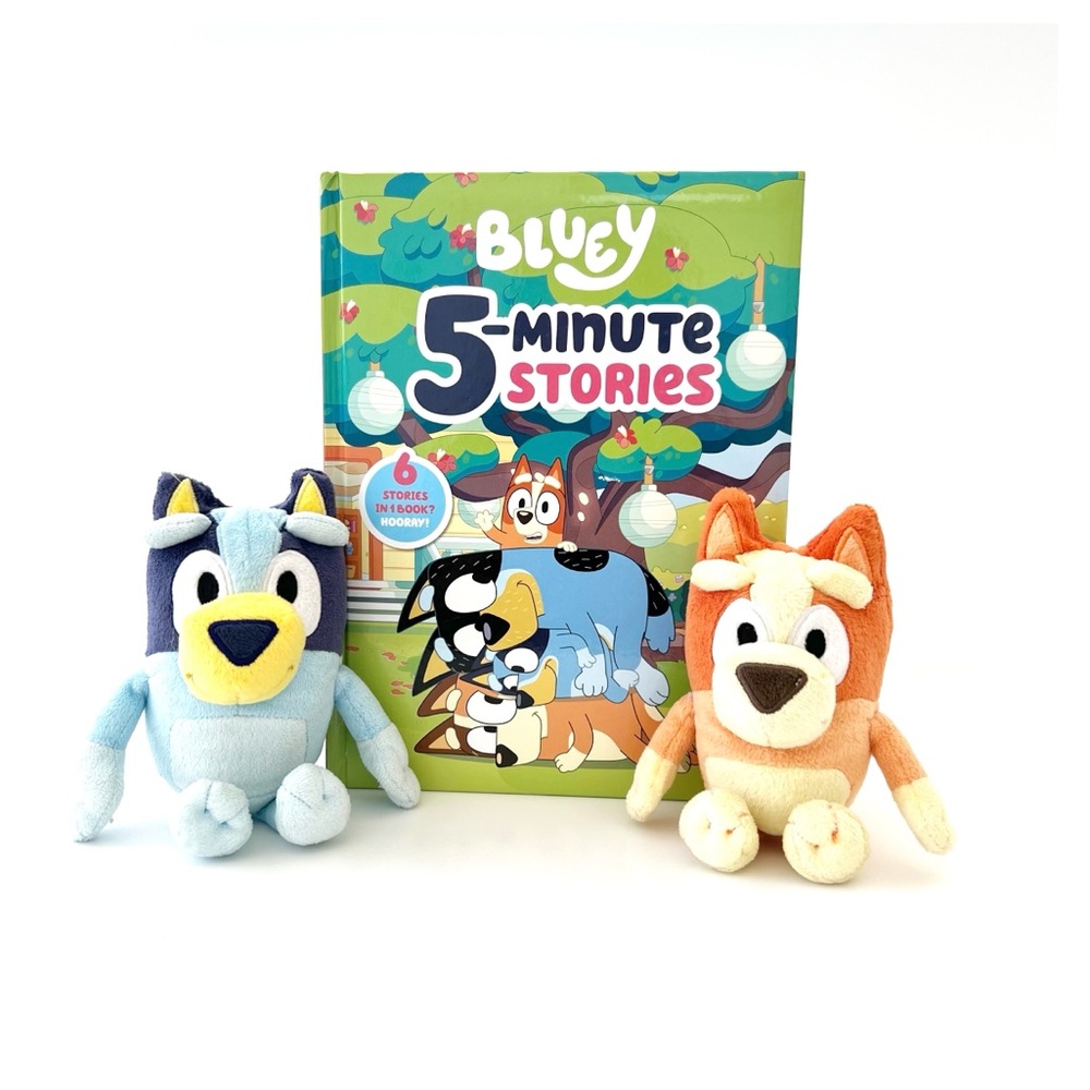Bluey 5-Minute Stories Book And Bluey & Bingo Stuffed Plush Toys